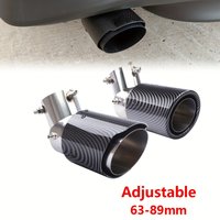 Stainless Steel Car Exhaust Tip, Carbon Fiber ABS Shell Multi-Angle Adjustable Curved Muffler Decor Cover