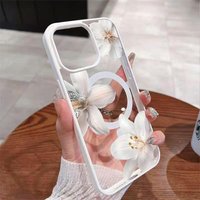 White Lily For Magsafe Wireless Charging Clear Phone Case For iPhone 17 Pro Max 16 Plus 15 14 13 12 11 16E 17E 17 Magnetic Cover