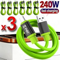 3PCS 240W Fast Charging Cable with Real-Time Power Display USB Type-C High-speed Data Transfer Cord for iPhone 17 16 15