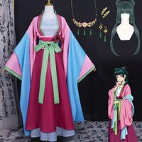 Maomao Cosplay Pink Dress Anime The Apothecary Diaries Cosplay Costume Maomao Wig Necklace Earrings Hairpin Women Halloween Suit