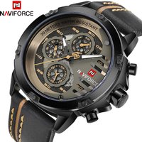 NAVIFORCE Herrenuhr Top-Marke Luxus Wasserdicht 24-Stunden-Datum Quarzuhr Mann Leder Sport Armbanduhr Männer Wasserdichte Uhr