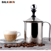 Mousseur à lait en acier inoxydable de 800ML, Machine à mousse à Double maille, mousseur à lait, café, Cappuccino, mélangeur de boissons, batteur à œufs, cuisine