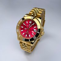 Macarlon NH35 Full Gold YM 40MM Two-Way Rotating Bezel Ceramic Bezel Jubile Strap Sapphire Glass Mechanical Wristwatch for Men's
