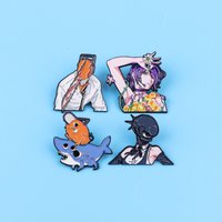 4pcs/set Manga Characters Enamel Pin Metal Brooch Backpack Hat Bag Collar Lapel Badges Men Women Fashion Jewelry Collection Gift