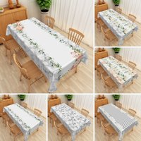 Spring Watercolor Wild Flowers Rectangle Tablecloth for Kitchen Table Decor Waterproof Polyester Table Cloth Wedding Party Decor