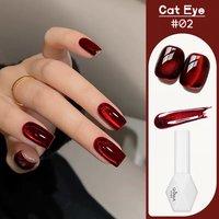 WS 6-Color 10ml Red Glass Bead Cat Magnetic Gel Ultra Shine Semi Permanent Soak Off UV Gel Christmas Manicure Nail Art Varnish