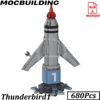 Spaceship Thunderbird 1 with Wings Display Model Moc Building Block Set DIY Brick Toy Gift Birthday Christmas Present