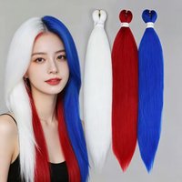 3PS 26 Inch Colored Braiding Hair Extensions,Red White Blue Jumbo Crochet Synthetic Hair Extension Crochet Braiding Hair