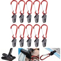 10Pcs Tent Tarp Clips with Carabiner, Heavy Duty Awning Clamp Set, Windproof Camping Canopy Fasteners for Outdoor Camping Hiking