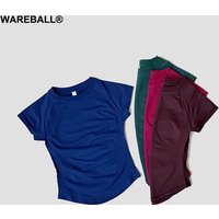 WAREBALL Sport Shirt Women Fitness Impact Short Sleeve Top Gym Workout Yoga Blouse Breathable Running Tee Top