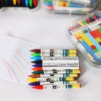 Mini Crayons Box 12 Colors Crayon Dollhouse Miniature Creative Scene Model Dollhouse Accessories Home Decor Figurines Toys