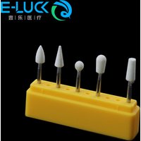 5pcs Dental Polishing Burs White Stones Burs FG Cone/Flame/Round Shape Abrasion Bur Fit For High Speed Handpiece 1.6mm