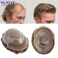 Versalite Toupet Herren Perücke Männliche Haarprothese Mono & Pu mit Schweizer Spitze vorne Natürliche Echthaarperücken für Männer Exhuast Systems