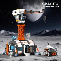 2026 New Lunar Crane Base & Transport Vehicle Building Block Model, Lunar Space Station Astronaut Toy Gift Set