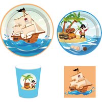 Cartoon Pirate Navigation Party Disposable Tableware Sets Ship Sail Birthday Plates Cups Napkins Baby Shower Party Table Decor