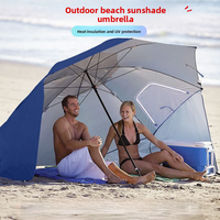 24-Meter Long Handle Camping Umbrella with Mesh UV Protection Beach Tent Fishing Shade Interactive Family Fun Rainproof