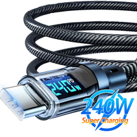 240W Type C Fast Charging Cable For iPhone 16 USB C Mobile Phone LED Display Cables For Samsung Data Cord For Huawei for Oppo