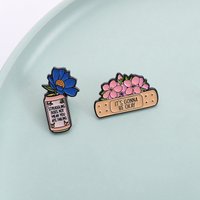Creative Floral Healing Theme Brooch Pins Band-Aid Cans Blossom Flowers It's Gonna Be Okay Badge Lapel Pin Accessory On Backpack