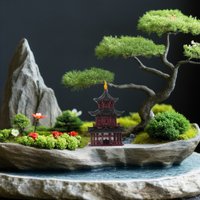 Miniature Pagoda Asian Zen Garden Sculpture Handmade Ornament for Meditation Home Office Aquarium Fairy Garden Decoration