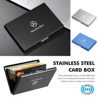 Car Driver Business ID Credit Card Stainless Steel Storage Case For Benz AMG A C E S G Class W201 W210 W108 W204 W205 W203