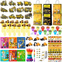 98 Pcs Construction Truck Birthday Party Favors-Construction Vehicle Bubble Wands Stickers Stampers etc Construction Party Favor