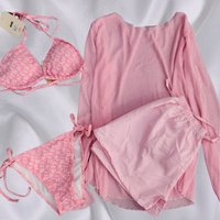 Bubble Floral Print Bikini Women's Sexy Separate Swimwear for Hot Spring Pure Desire Beach Vacation Swimming Costume