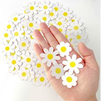 100pcs Daisy Flower Confetti White Yellow Paper Cutouts Daisy Table Confetti Scatter Wedding Birthday Baby Shower Party Supplies
