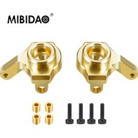 MIBIDAO 2Pcs Brass Front Steering Knuckle for Axial SCX24 Deadbolt Chevrolet Wrangler Gladiator Bronco 1/24 RC Crawler Car Model