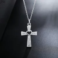 Promotions 45cm 925 Sterling Silver Beautiful Fashion Elegant Charm Crystal Cross Pendant Cz Zircon Pretty Necklace Jewelry