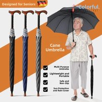 Sturdy Walking Cane Umbrella for Elderly Outdoor Mountain Climbing Anti-slip Fall Prevention Double Use Windproof Rain And Sun