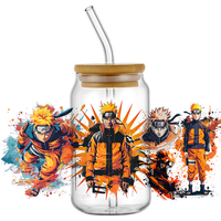 Hotsale Classic Naruto Popular Anime 16oz UV DTF 3D Transfer Cartoon Sticker Wrap Decals For Glass Can Cup Craft DIY Creative
