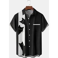 2026 Summer New Style Men's Shirt - Street Casual Fashion Comfortable Soft Breathable Lightweight 3D Cat Pattern Print