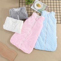Baby Sleeping Bag 0-6m Autumn and Winter Vest-Style Bean Velvet Newborn Leg-Wrapped Sleeping Bag Anti-Kick Sleeveless Baby Sleeping Bag