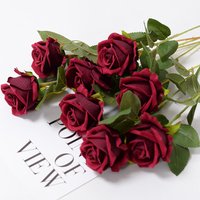 5PCS Flannel Handfeel Pearl Rose Artificial Bouquet Bridal Wedding Bouquet for Valentine's Day Home Decor Gift