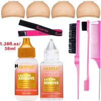 Lace Wig Adhesive Strong Hold Invisible Toupee Glue and Remover for Wig Frontal Styling Brush Installation Kit for Party Cosplay