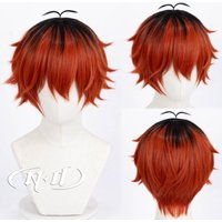 ND Stark Cosplay Wigs Anime Frieren: Beyond Journey's End Stark Red Black Roots Cosplay Hair Wigs for Comic Con Coser Halloween