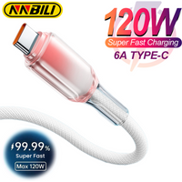 NNBILI PD 120W USB C to Type C Fast Charge Data Cable For iPhone 17/16/15, A-C for Huawei Samsung S26 Xiaomi USB C Charging Cord
