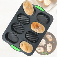 1 Silicone Baguette Pan and Hamburger Bun Pan, Hot Dog Bun Mold, Non-Stick 8-Cup Baguette Baking Tray, Bread Pan, Bread Mold, French Bread, Baguette, Bread Sticks, Bread Rolls. Category: French Long