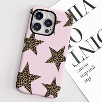 Leopard star shaped fashionable design phone case suitable for iPhone17 16 15 14 13 12 11Pro/Max/Plus anti drop 2-in-1back cover