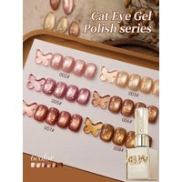 6Pcs 15ML Golden Gradient Cat Eye Nail Polish Gel Set Phototherapeutic Gel Soak Off Nail Magnetic Gel Polish Nail Art DlY
