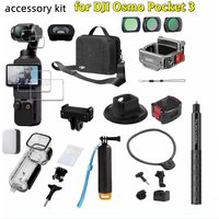 Accessories Kit for DJI Osmo Pocket 3 Case Magnetic Bracket Desktop Base Mount Selfie Stick Tripod Glass Screen Protector