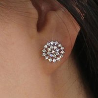 Huitan Sparkling Women Stud Earrings Full Shiny Cubic Zirconia Fresh Style Party Engagement Accessories Trendy Versatile Jewelry