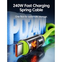 240W Fast Charging Spring Data Cable Digital Display Retractable Type C To Type C Cable for iphone 15 16 Dual Type C Cable