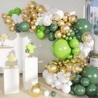 132Pcs Green White Gold Balloons Garland Arch Kit,for Birthday Wedding Anniversary Safari Jungle Baby Shower