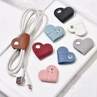 Heart Leather Cable Winder Earphone Accessories Cord Organizer Charger Cable Protector Clips Cord Holder Cable Management