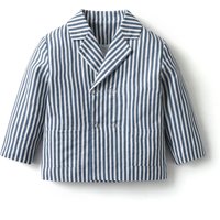 Striped Fashion Turn Down Collar Blue Blazer Children Boys Long Sleeves Baby Top Pinstripe Clothes For Childen Holiday