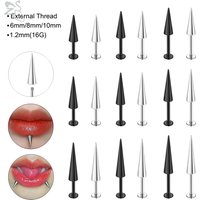 ZS 10Pcs/lot Stainless Steel Lip Labret Piercing for Women External Thread Lip Stud Ring Tragus Helix Cartilage Piercing 16G