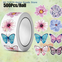 500Pcs/Roll Exquisite Creative Butterfly Flower Sticker Colorful Butterfly Decals Cute Decoration Stickers Stationery Gifts