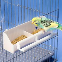 1pc Portable Double Grid Design Bird Feeder, Hanging Bird Food And Water Container For Bird Cage