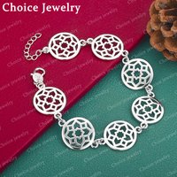 925 Sterling Silver Round Flower Bracelet For Women Boutique Jewelry Retro Elegant Party Holiday Gifts